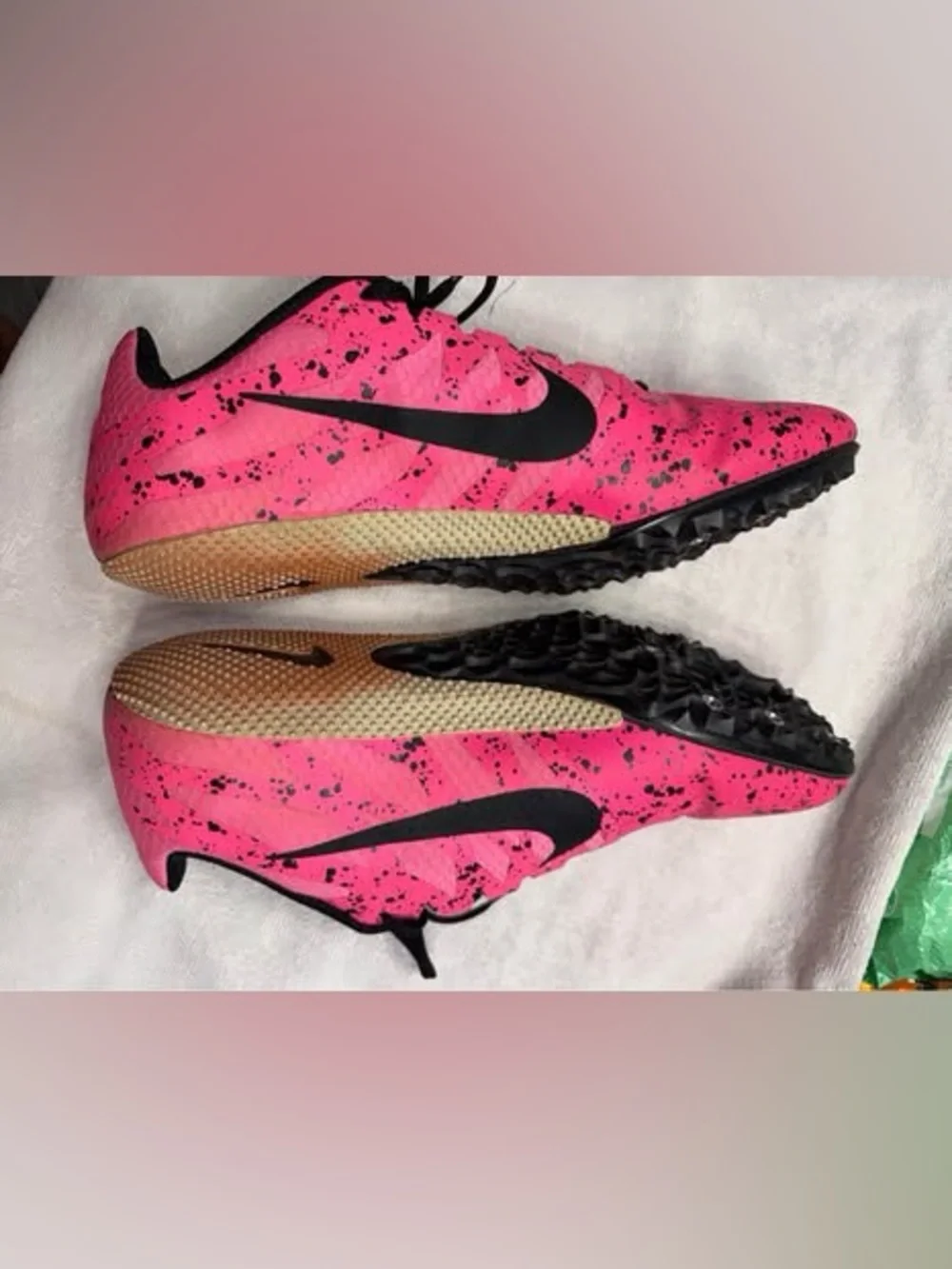 Size 11 Nike Women's Paint Splatter Pink Blast Track Spikes